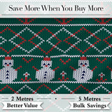 Cute Green Nordic Llama Alpaca Winter Christmas Knitted Seamless Pattern Digital Print Fabric by the Metre UK Sewing Quilting Textile