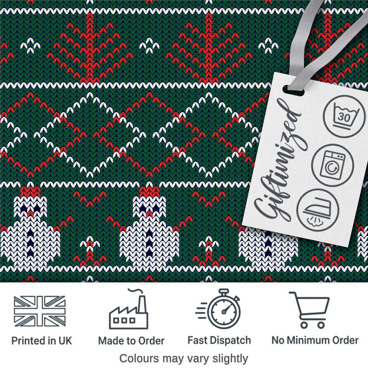 Cute Green Nordic Llama Alpaca Winter Christmas Knitted Seamless Pattern Digital Print Fabric by the Metre UK Sewing Quilting Textile