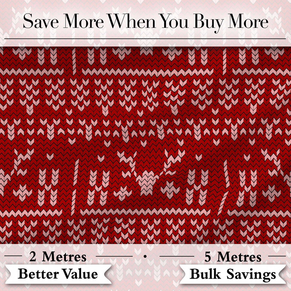 Cute Red Nordic Snowflake Winter Traditional Knitted Seamless Pattern Digital Print Fabric by the Metre UK Sewing Quilting Textile