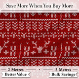 Cute Red Nordic Snowflake Winter Traditional Knitted Seamless Pattern Digital Print Fabric by the Metre UK Sewing Quilting Textile