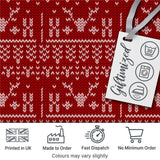 Cute Red Nordic Snowflake Winter Traditional Knitted Seamless Pattern Digital Print Fabric by the Metre UK Sewing Quilting Textile