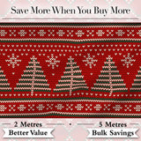 Cute Red Heart Christmas Tree Festive Nordic Knitted Seamless Pattern Digital Print Fabric by the Metre UK Sewing Quilting Textile