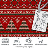 Cute Red Heart Christmas Tree Festive Nordic Knitted Seamless Pattern Digital Print Fabric by the Metre UK Sewing Quilting Textile