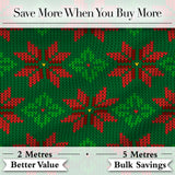 Cute Green Red Nordic Floral Snowflake Winter Knitted Seamless Pattern Digital Print Fabric by the Metre UK Sewing Quilting Textile