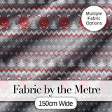 Cute Christmas Bunny Hearts and Trees Knitted Style Seamless Pattern Digital Print Fabric by the Metre UK Sewing Quilting Textile