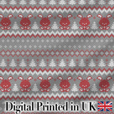 Cute Christmas Bunny Hearts and Trees Knitted Style Seamless Pattern Digital Print Fabric by the Metre UK Sewing Quilting Textile