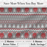 Cute Christmas Bunny Hearts and Trees Knitted Style Seamless Pattern Digital Print Fabric by the Metre UK Sewing Quilting Textile