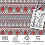 Cute Christmas Bunny Hearts and Trees Knitted Style Seamless Pattern Digital Print Fabric by the Metre UK Sewing Quilting Textile