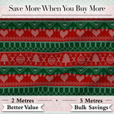Classic Nordic Christmas Ornament Heart Stripe Knit Seamless Pattern Digital Print Fabric by the Metre UK Sewing Quilting Textile