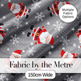 Cute Santa Claus Snowflake Winter Seamless Pattern Digital Print Fabric by the Metre UK Sewing Quilting Textile