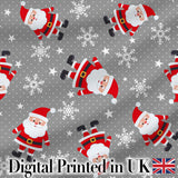 Cute Santa Claus Snowflake Winter Seamless Pattern Digital Print Fabric by the Metre UK Sewing Quilting Textile