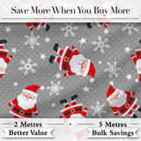 Cute Santa Claus Snowflake Winter Seamless Pattern Digital Print Fabric by the Metre UK Sewing Quilting Textile