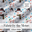 Happy Snowman Winter Holiday Seamless Pattern Digital Print Fabric by the Metre UK Sewing Quilting Textile