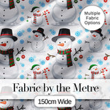 Happy Snowman Winter Holiday Seamless Pattern Digital Print Fabric by the Metre UK Sewing Quilting Textile