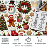Vintage Christmas  Snowman Wreath Gingerbread Tree Seamless Pattern Digital Print Fabric by the Metre UK Sewing Quilting Textile