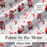 Cute Santa Claus Watercolor Gift Candy Cane Seamless Pattern Digital Print Fabric by the Metre UK Sewing Quilting Textile