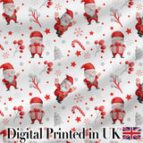 Cute Santa Claus Watercolor Gift Candy Cane Seamless Pattern Digital Print Fabric by the Metre UK Sewing Quilting Textile