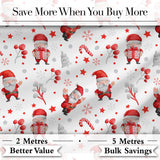 Cute Santa Claus Watercolor Gift Candy Cane Seamless Pattern Digital Print Fabric by the Metre UK Sewing Quilting Textile