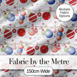 Colorful Christmas Baubles Garland Ornament Seamless Pattern Digital Print Fabric by the Metre UK Sewing Quilting Textile