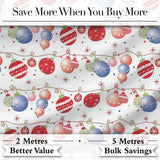 Colorful Christmas Baubles Garland Ornament Seamless Pattern Digital Print Fabric by the Metre UK Sewing Quilting Textile