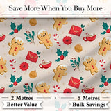 Cute Gingerbread Cookies Cocoa Candy Cane Christmas Seamless Pattern Digital Print Fabric by the Metre UK Sewing Quilting Textile