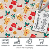 Cute Gingerbread Cookies Cocoa Candy Cane Christmas Seamless Pattern Digital Print Fabric by the Metre UK Sewing Quilting Textile