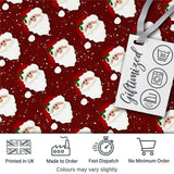 Cute Santa Face Red Snow Background Christmas Seamless Pattern Digital Print Fabric by the Metre UK Sewing Quilting Textile