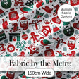Festive Christmas  Santa Gift Snowman Tree Seamless Pattern Digital Print Fabric by the Metre UK Sewing Quilting Textile