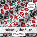 Festive Christmas  Santa Gift Snowman Tree Seamless Pattern Digital Print Fabric by the Metre UK Sewing Quilting Textile