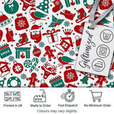 Festive Christmas  Santa Gift Snowman Tree Seamless Pattern Digital Print Fabric by the Metre UK Sewing Quilting Textile
