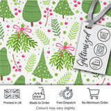 Minimal Christmas Tree Branch Berry Pink Bow Seamless Pattern Digital Print Fabric by the Metre UK Sewing Quilting Textile