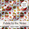 Cute Santa Sleigh Reindeer Elf Christmas Seamless Pattern Digital Print Fabric by the Metre UK Sewing Quilting Textile
