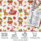 Cute Santa Sleigh Reindeer Elf Christmas Seamless Pattern Digital Print Fabric by the Metre UK Sewing Quilting Textile