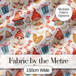Cute Christmas Gnome Gift Candy Cane Gingerbread Seamless Pattern Digital Print Fabric by the Metre UK Sewing Quilting Textile
