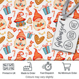 Cute Christmas Gnome Gift Candy Cane Gingerbread Seamless Pattern Digital Print Fabric by the Metre UK Sewing Quilting Textile