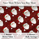 Santa Face Red Snow Background Christmas Seamless Pattern Digital Print Fabric by the Metre UK Sewing Quilting Textile