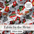 Christmas Stockings Gifts Candy Snowflake Seamless Pattern Digital Print Fabric by the Metre UK Sewing Quilting Textile