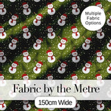 Cute Snowman Winter Forest Snowfall Seamless Pattern Digital Print Fabric by the Metre UK Sewing Quilting Textile