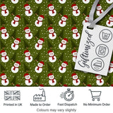 Cute Snowman Winter Forest Snowfall Seamless Pattern Digital Print Fabric by the Metre UK Sewing Quilting Textile