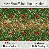 Festive Gold Leopard Print Glitter Christmas Seamless Pattern Digital Print Fabric by the Metre UK Sewing Quilting Textile