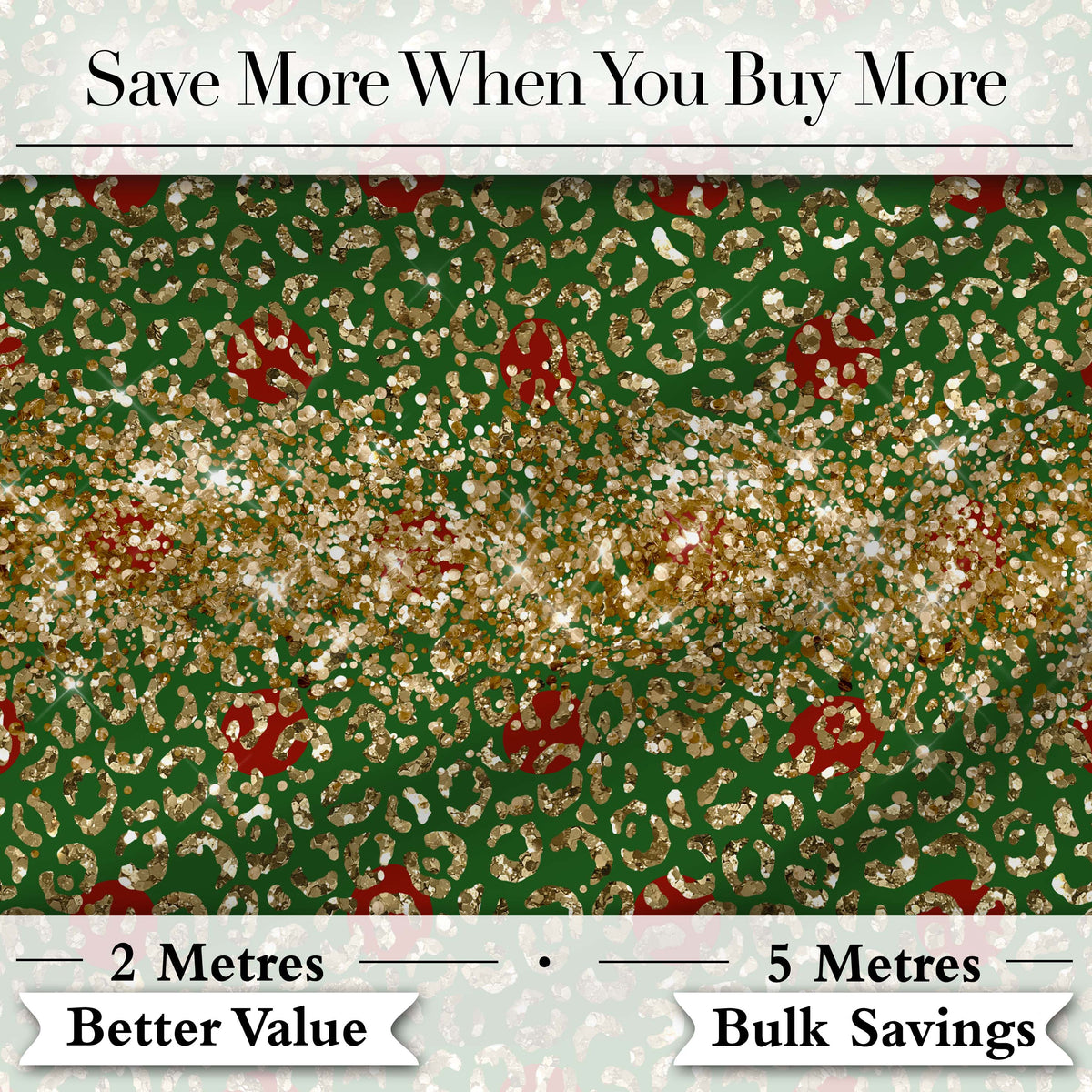 Gold Leopard Print Glitter Christmas Seamless Pattern Digital Print Fabric by the Metre UK Sewing Quilting Textile