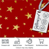 Gold Glitter Stars Red Background Seamless Pattern Digital Print Fabric by the Metre UK Sewing Quilting Textile