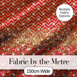 Red Gold Chevron Leopard Glitter Christmas Seamless Pattern Digital Print Fabric by the Metre UK Sewing Quilting Textile