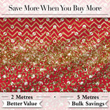 Red Gold Chevron Leopard Glitter Christmas Seamless Pattern Digital Print Fabric by the Metre UK Sewing Quilting Textile