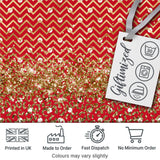 Red Gold Chevron Leopard Glitter Christmas Seamless Pattern Digital Print Fabric by the Metre UK Sewing Quilting Textile