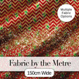 Festive Red Chevron Gingerbread Leopard Glitter Seamless Pattern Digital Print Fabric by the Metre UK Sewing Quilting Textile