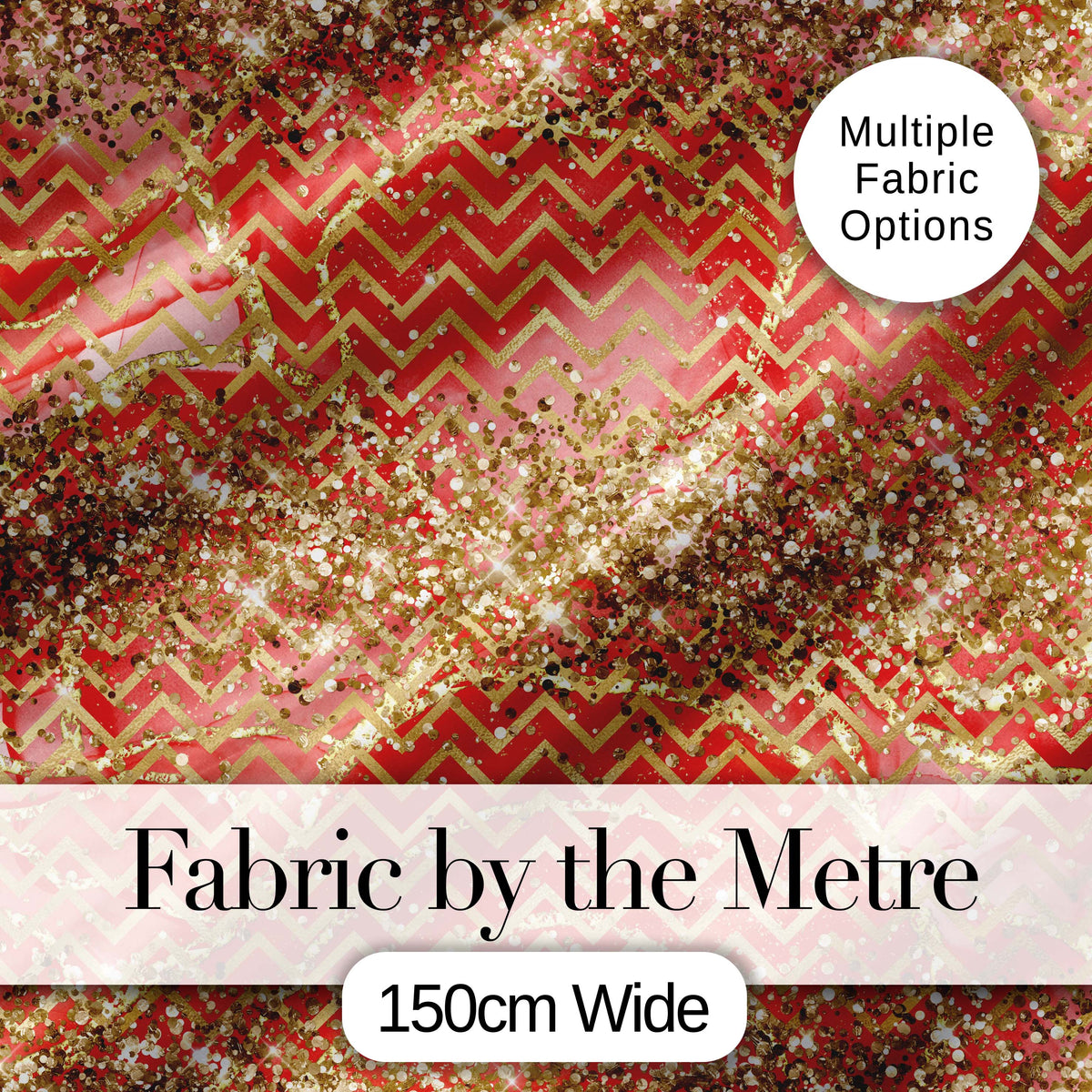 Gold Glitter Chevron Festive Christmas Seamless Pattern Digital Print Fabric by the Metre UK Sewing Quilting Textile