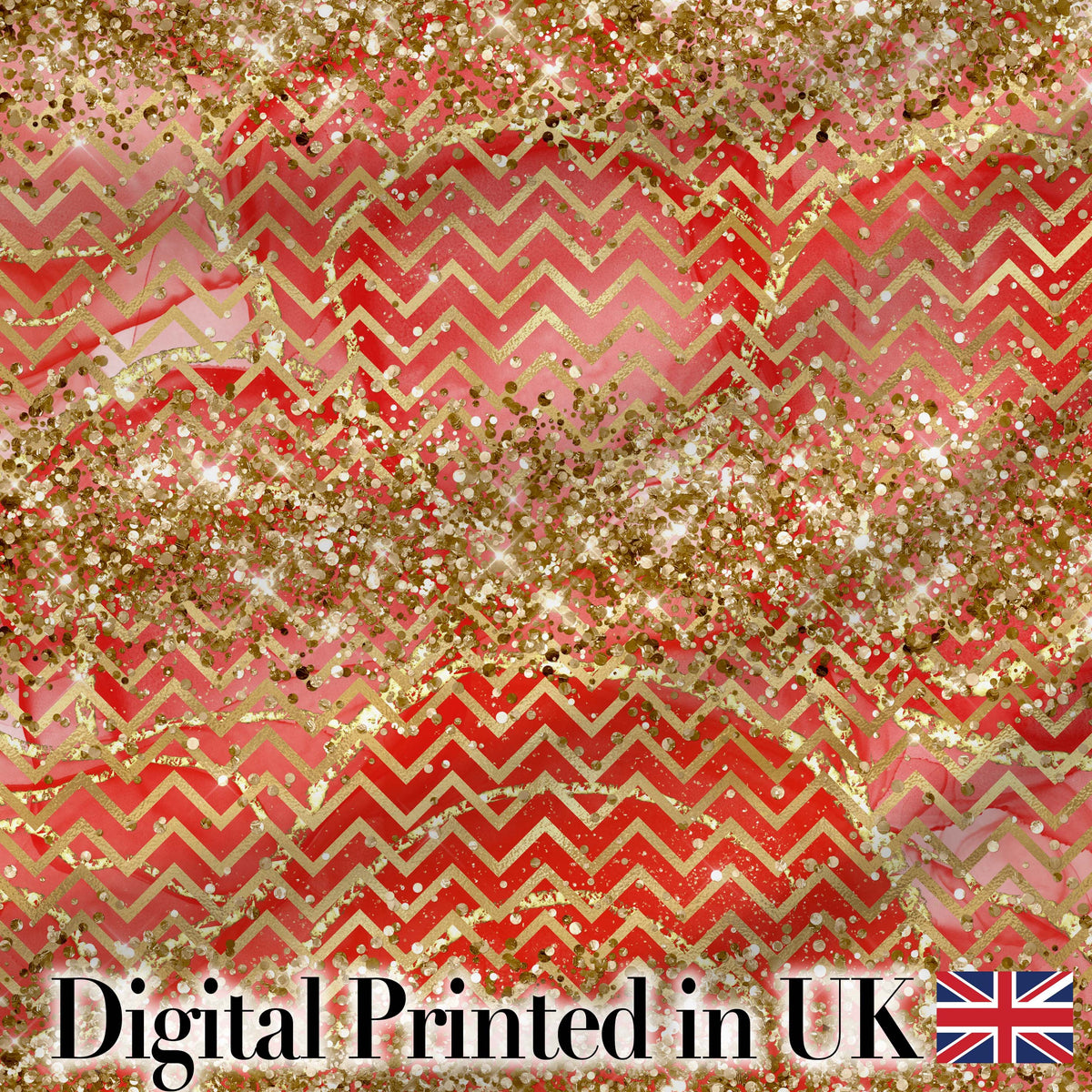 Gold Glitter Chevron Festive Christmas Seamless Pattern Digital Print Fabric by the Metre UK Sewing Quilting Textile