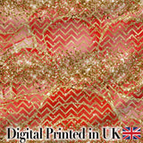 Gold Glitter Chevron Festive Christmas Seamless Pattern Digital Print Fabric by the Metre UK Sewing Quilting Textile