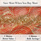 Gold Glitter Chevron Festive Christmas Seamless Pattern Digital Print Fabric by the Metre UK Sewing Quilting Textile
